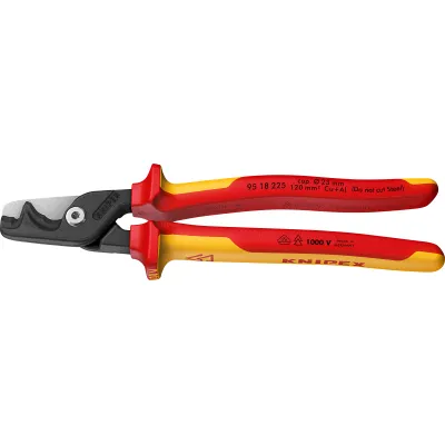 KNIPEX Kabelschere StepCut XL 95 18 225 | VDE geprüft | 1000V isoliert | 225mm | 2-Komponenten-Griff | bis 120mm²