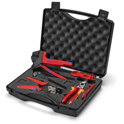KNIPEX Werkzeugkoffer 97 91 04 V01 für Photovoltaik MC4 | bestückt | Crimpzange | Kabelschere | 2,5-6 mm²