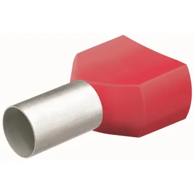 KNIPEX Twin-Aderendhülsen 97 99 377 | Zwillings-Kabelverbinder | 2 x 10 mm² | Kupfer verzinnt | isoliert | rot | 50 St.