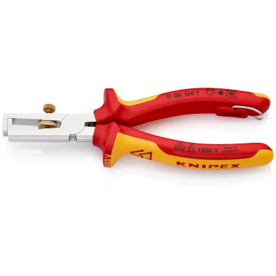 KNIPEX Abisolierzange 11 06 160 T | VDE 1000V | 160mm | einstellbare Kerbtiefe | Absturzsicherung