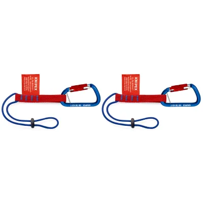 KNIPEX Werkzeug-Sicherungssystem 00 50 06 T BK | Fallschutzset Schlaufe mit Karabiner | 1,5 kg Belastung | 2 Stück | rot