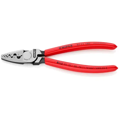 KNIPEX Crimpzange 97 71 180 | für Aderendhülsen 0,25–16 mm² | schlank | 180 mm | VDE-Option | rot/silber