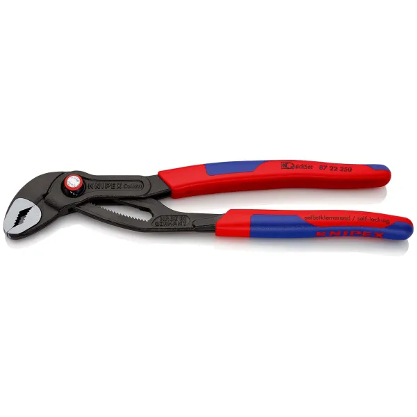 KNIPEX Wasserpumpenzange 87 22 250 Cobra QuickSet | 250 mm | 2-Komponenten-Griff | Schnellverstellung | bis 50 mm Rohre