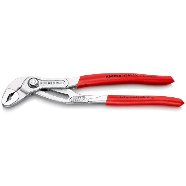 KNIPEX Wasserpumpenzange 87 03 250 Cobra | 250mm | Durchsteckgelenk | selbstklemmend | kunststoffbeschichtet