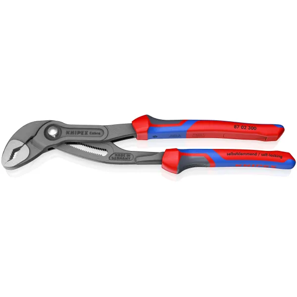 KNIPEX Wasserpumpenzange 87 02 300 | Cobra Hightech | 300 mm | 30-fach verstellbar | 2K-Griff | Rot/Blau