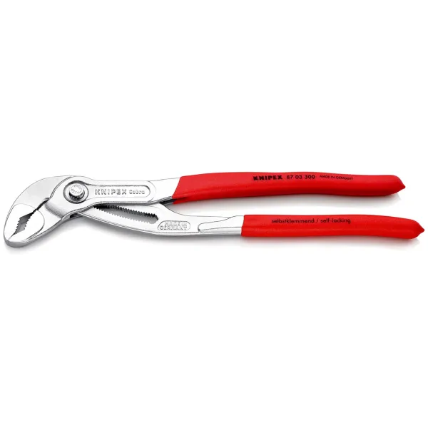 KNIPEX Wasserpumpenzange 87 03 300 | Cobra | 300 mm | Durchsteckgelenk | 30 Einstellpositionen | 70 mm Kapazität