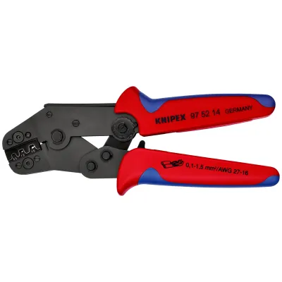 KNIPEX Crimp-Hebelzange 97 52 14 | für unisolierte Steckverbinder | 0,1–1,5 mm² | 195 mm | mit Sperrvorrichtung