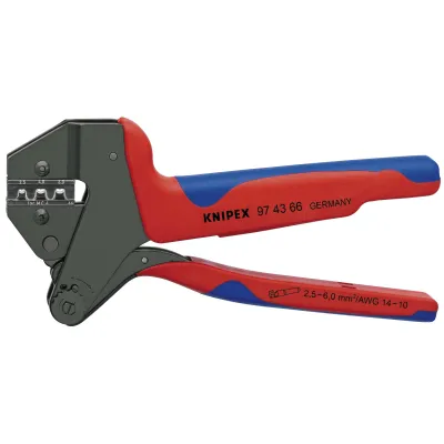 KNIPEX Crimp-Systemzange 97 43 66 | MC4 & MC4 EVO2 Stecker | 2,5–6 mm² | austauschbarer Einsatz | 200 mm | mechanisch