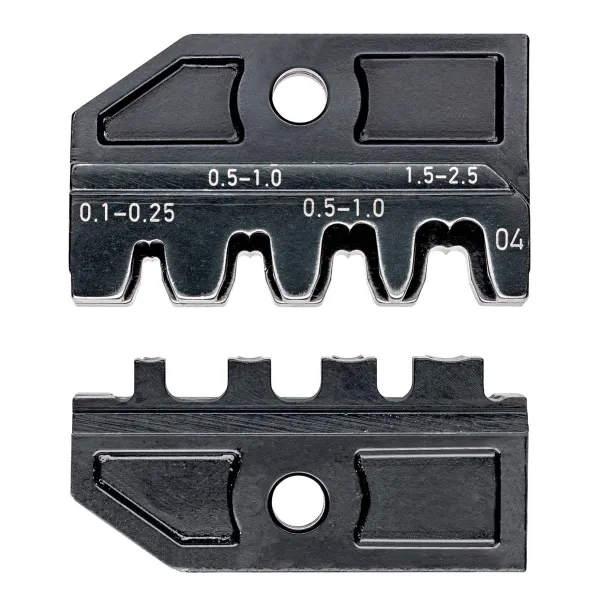 KNIPEX Crimpeinsatz 97 49 04 | für unisolierte, offene Steckverbinder 2,8 & 4,8 mm | Crimpbereich 0,1–2,5 mm² | 4 Nester