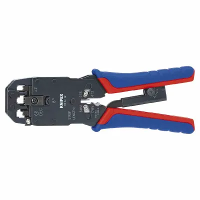 Knipex Crimpzange 97 51 12 SB | für RJ10/11/12/45 Westernstecker | 200mm | Schneid- & Abmantelfunktion