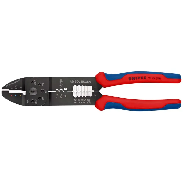 KNIPEX Crimpzange 97 22 240 | Kabelschuhe & Verbinder crimpen | 0,5–6 mm² | 240 mm | mechanisch | schwarz