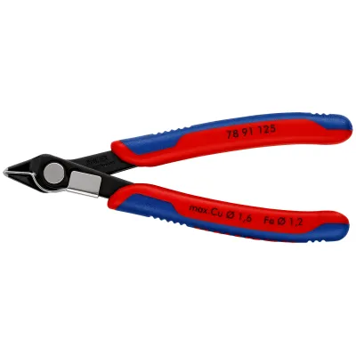 KNIPEX Präzisions-Seitenschneider 78 91 125 | Electronic Super Knips | 125 mm | Drahtklemme | brüniert | für Elektronik