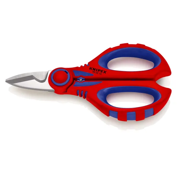 KNIPEX Elektrikerschere 95 05 10 SB | Präzisionsschliff | Mikroverzahnung | Crimpstelle 6mm² | rostfrei | Gürteltasche