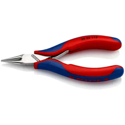 KNIPEX Elektronik-Greifzange 35 32 115 | Rundzange | 115 mm | spitze Backen | spiegelpoliert | 2-Komponenten-Griff