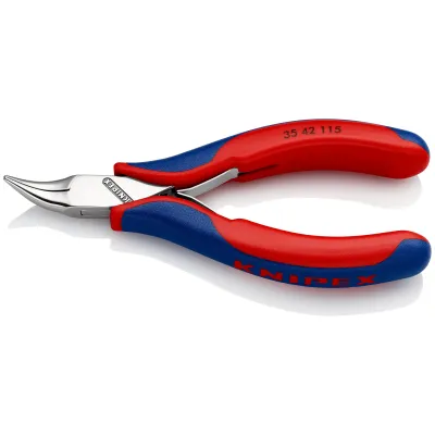 KNIPEX Elektronik-Greifzange 35 42 115 | Präzisionszange 115 mm | gewinkelt | poliert | glatte Greifflächen | Chrom