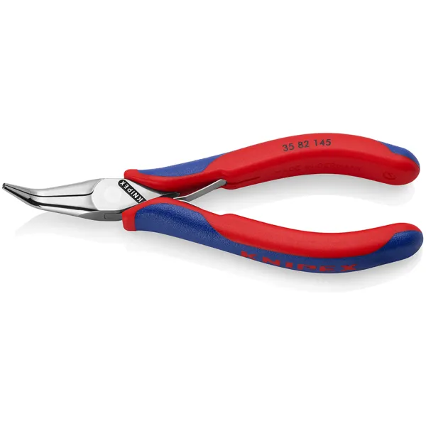 KNIPEX Elektronik-Greifzange 35 82 145 | Präzisionszange 145mm | flach-rund gebogen 45° | spiegelpoliert | Werkzeugstahl