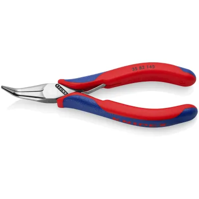 KNIPEX Elektronik-Greifzange 35 82 145 | Präzisionszange 145mm | flach-rund gebogen 45° | spiegelpoliert | Werkzeugstahl