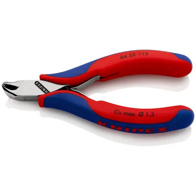 KNIPEX Elektronik-Vornschneider 64 52 115 | Präzisionszange | 115 mm | kurzer Kopf | spiegelpoliert | 2K-Griff