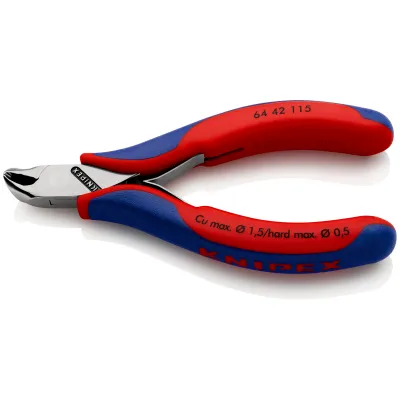 Knipex Elektronik-Vornschneider 64 42 115 | Präzisionszange | 115 mm | spiegelpoliert | 2K-Griff | für Elektronik