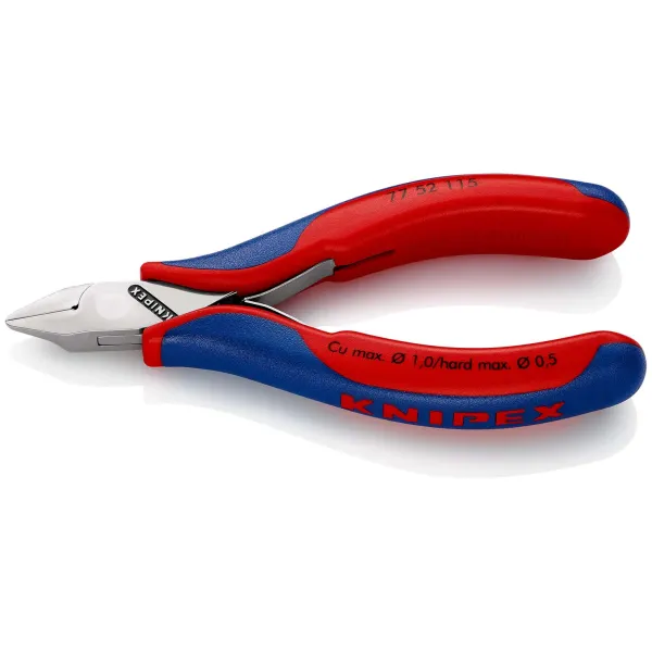 KNIPEX Elektronik-Seitenschneider 77 52 115 | 115 mm | spiegelpoliert | feine Schneidarbeiten | Kopfbreite 11 mm