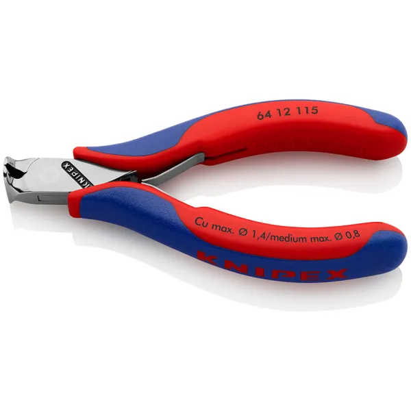 KNIPEX Elektronik-Vornschneider 64 12 115 | Präzisionszange für Elektronik & Feinmechanik | 115 mm | 2K-Griff
