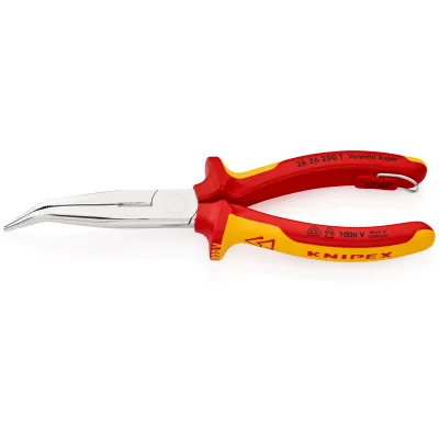 KNIPEX Flachrundzange 26 26 200 T | VDE 1000V isoliert | mit Schneide | 200 mm | Befestigungsöse | 2-Komponenten-Griff