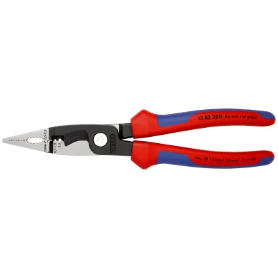 KNIPEX Elektro-Installationszange 13 82 200 | 6-in-1 Multifunktionszange | 200mm | 2-Komponenten-Griff