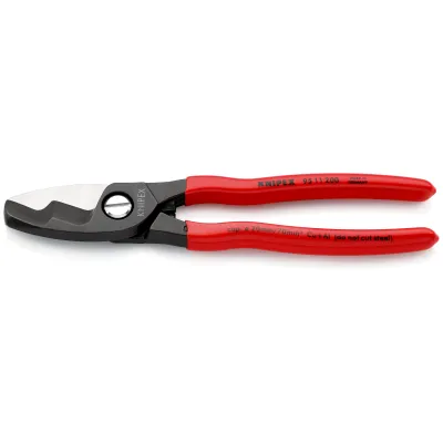 KNIPEX Kabelschere 95 11 200 | Einhandbedienung | für Cu/Al-Kabel bis Ø 20mm 70mm² | 200mm | brüniert | Kunststoffgriff