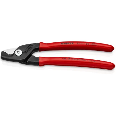 KNIPEX Kabelschere 95 11 160 StepCut | Einhandbedienung | schneidet Cu/Al-Kabel bis 15mm Ø | 160mm | ergonomisch