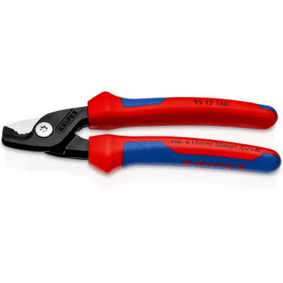 KNIPEX Kabelschere 95 12 160 StepCut | Einhandbedienung | 160 mm | Schneidet Cu/Al bis 15 mm | ergonomisch
