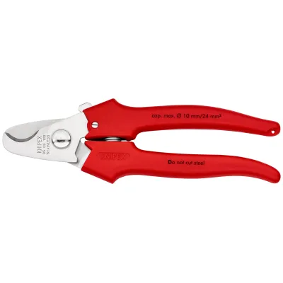KNIPEX Kabelschere 95 05 165 | 165 mm | Ø bis 10 mm | 24 mm² | Edelstahl-Schneiden | Öffnungsfeder | Klemmschutz
