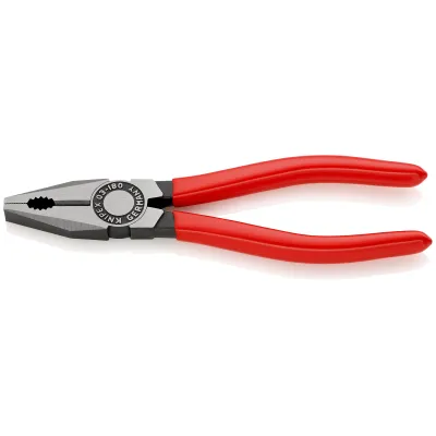 KNIPEX Kombizange 03 01 180 | 180mm | Greifzonen Flach- & Rundmaterial | gehärtete Schneiden | Kunststoffgriff