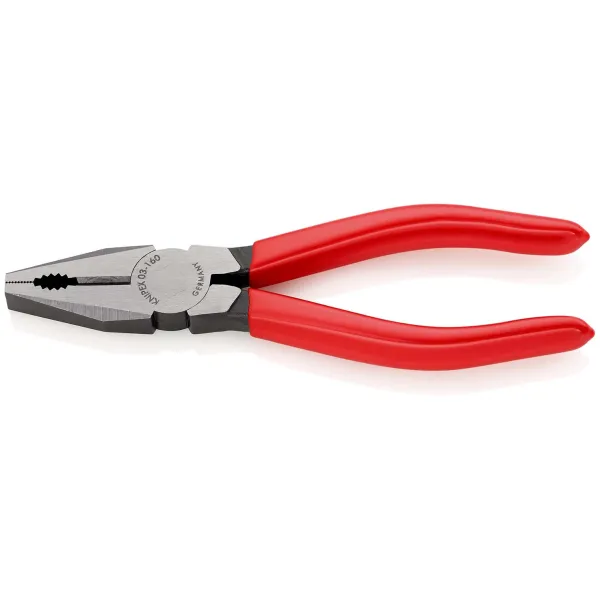 KNIPEX Kombizange 03 01 160 | 160 mm | Schneiden für harten/weichen Draht | induktiv gehärtet | Greifzonen | rot