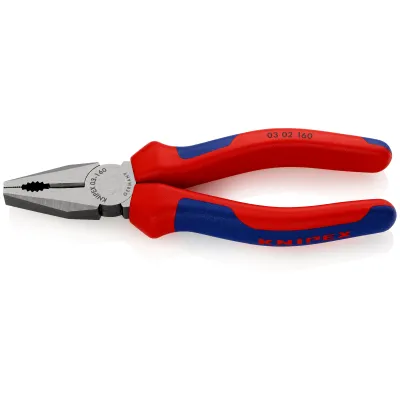 Knipex Kombizange 03 02 160 | 160 mm | gehärtete Schneiden | Mehrkomponentengriff blau/rot