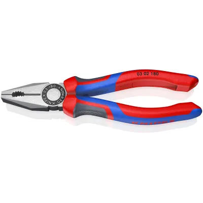 KNIPEX Kombizange 03 02 180 | 180 mm | geschmiedet | gezahnte Greiffläche | Kunststoffgriff | schwarz | poliert