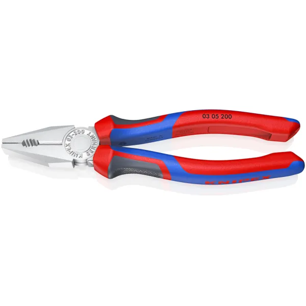 KNIPEX Kombizange 03 05 200 | 200 mm | verchromt | Mehrkomponenten-Griff | für Draht & Kabel | geschmiedet | gezahnt