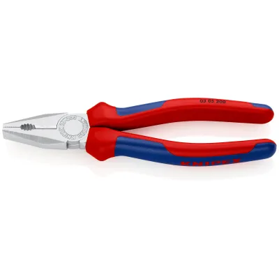 KNIPEX Kombizange 03 05 200 | 200 mm | verchromt | Mehrkomponenten-Griff | für Draht & Kabel | geschmiedet | gezahnt