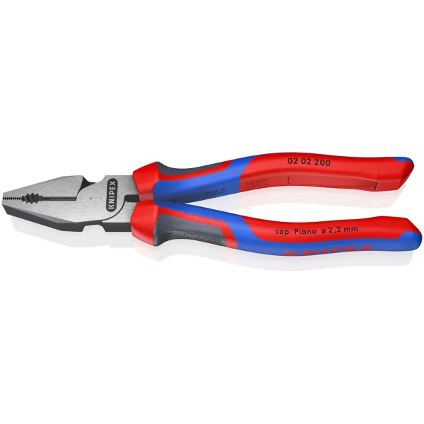 KNIPEX Kraft-Kombizange 02 02 200 | 200 mm | 35% Kraftersparnis | gehärtete Schneiden | 2-Komponenten-Griff | schwarz