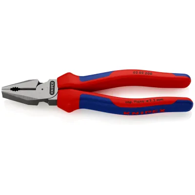 KNIPEX Kraft-Kombizange 02 02 200 | 200 mm | 35% Kraftersparnis | gehärtete Schneiden | 2-Komponenten-Griff | schwarz