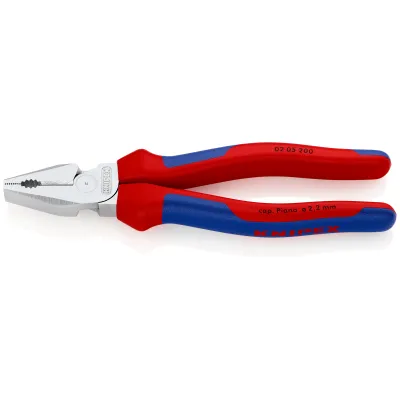 KNIPEX Kraft-Kombizange 02 05 200 | 200 mm | 35 % Kraftersparnis | geschmiedet | verchromt | 2-Komponenten-Griff