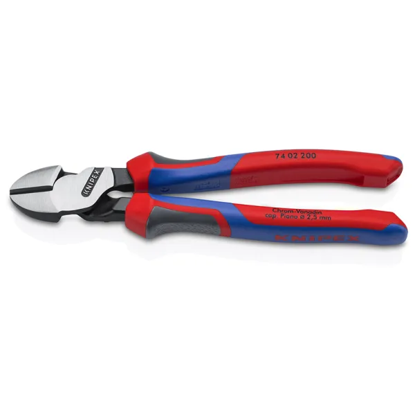 KNIPEX Kraft-Seitenschneider 74 02 200 SB | 200 mm | Hochleistungsstahl | Comfort-Griffe | für harten Draht