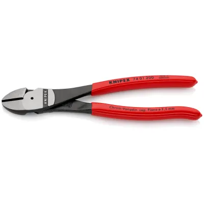 KNIPEX Kraft-Seitenschneider 74 01 200 SB | 200 mm | extra kraftvoll | für harten Draht | kunststoffbeschichtet