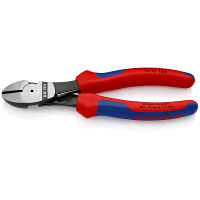 KNIPEX Kraft-Seitenschneider 74 12 180 | 180 mm | induktiv gehärtet | Präzisionsschneiden | 2-Komponenten-Griff