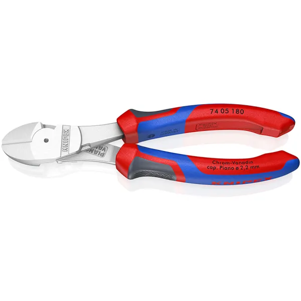 KNIPEX Kraft-Seitenschneider 74 05 180 | 180 mm | Hochleistungsstahl | Präzisionsschneiden | für harten Draht