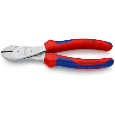 KNIPEX Kraft-Seitenschneider 74 05 180 | 180 mm | Hochleistungsstahl | Präzisionsschneiden | für harten Draht