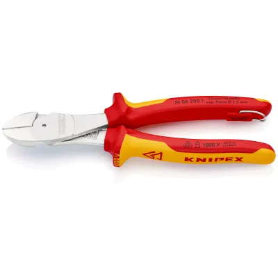 KNIPEX Kraft-Seitenschneider 74 06 200 T | VDE 1000V | 200mm | isoliert | für Pianodraht | Chrom-Vanadium Stahl
