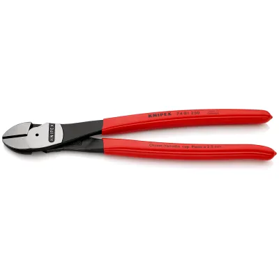 KNIPEX Kraft-Seitenschneider 74 01 250 | Seitenschneider 250mm | hohe Schneidleistung | für harten Draht