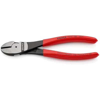 KNIPEX Kraft-Seitenschneider 74 01 180 | 180 mm | Chrom-Vanadium-Stahl | induktiv gehärtet | für harten Draht | rot