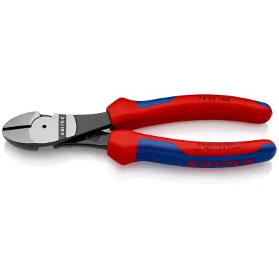 Knipex Kraft-Seitenschneider 74 02 180 | 180 mm | Präzisionsschneiden | Chrom-Vanadium-Stahl | Mehrkomponentengriff