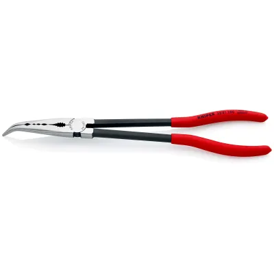 KNIPEX Montierzange 28 81 280 | Flachzange gebogen 280 mm | lange Ausführung | schlanke Greifspitzen | für Kfz